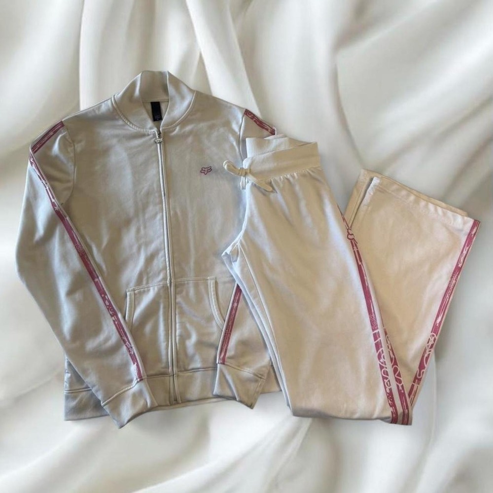 Y2K vintage Fox Racing‎ white and pink graphic tracksuit set grunge skater